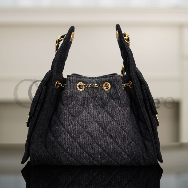 CHANEL 25 Small Handbag in Washed Denim Black(30*26*14cm)