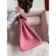 Hermes Birkin 25 Retourne Handmade Bag In Pink Clemence Leather