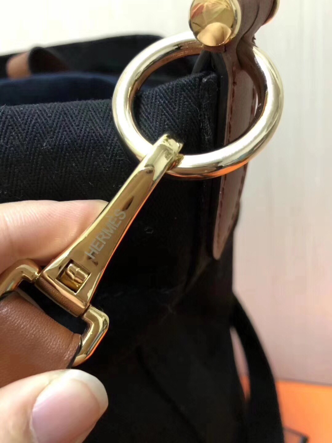 Hermes Grooming Bucket Bag In Black Canvas