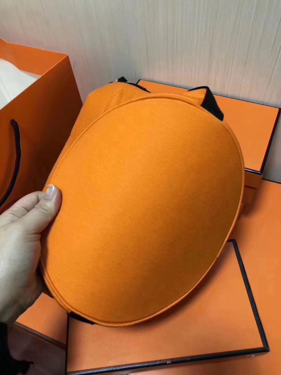 Hermes Grooming Bucket Bag In Orange Canvas