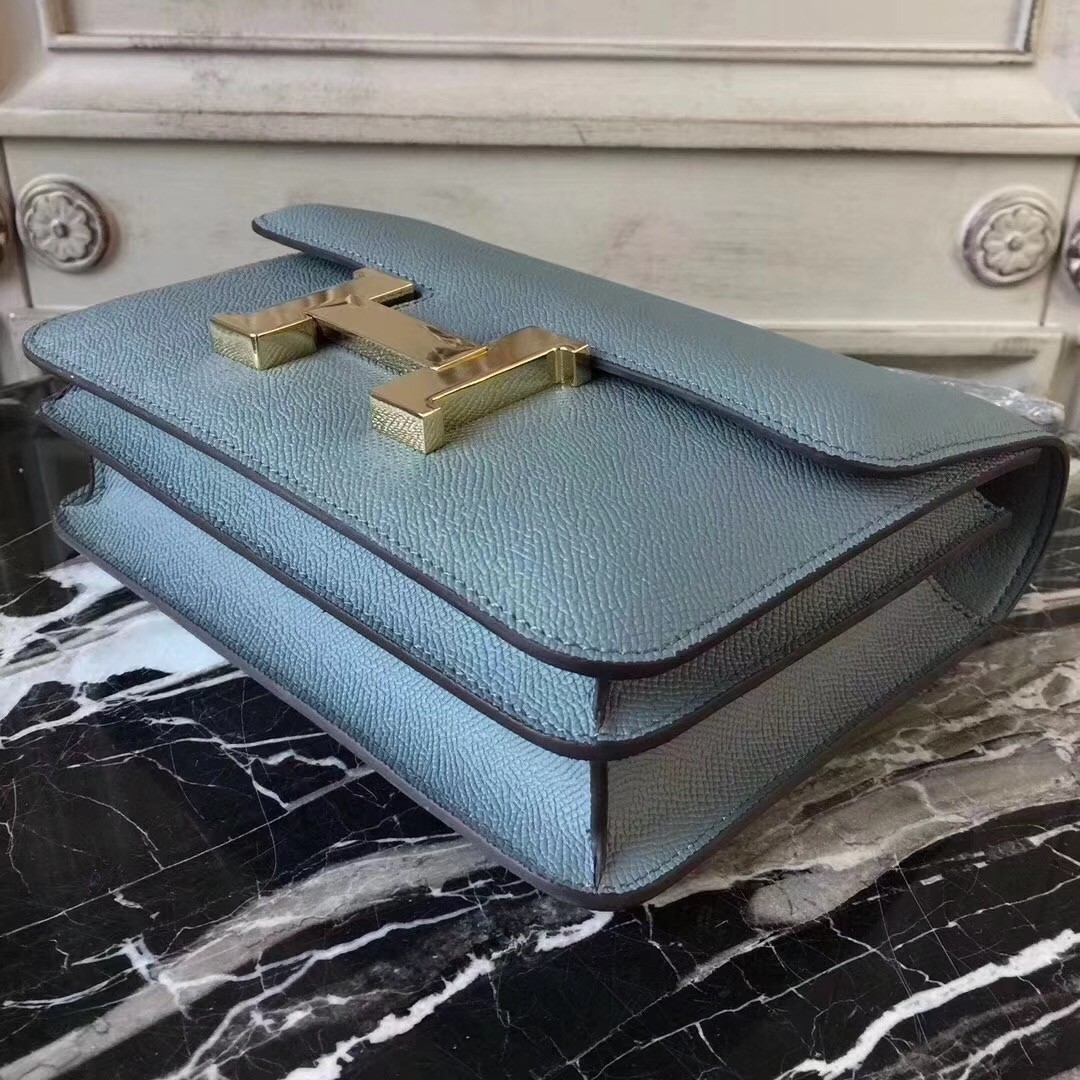 Hermes Blue Lin Constance MM 24cm Epsom Leather Bag