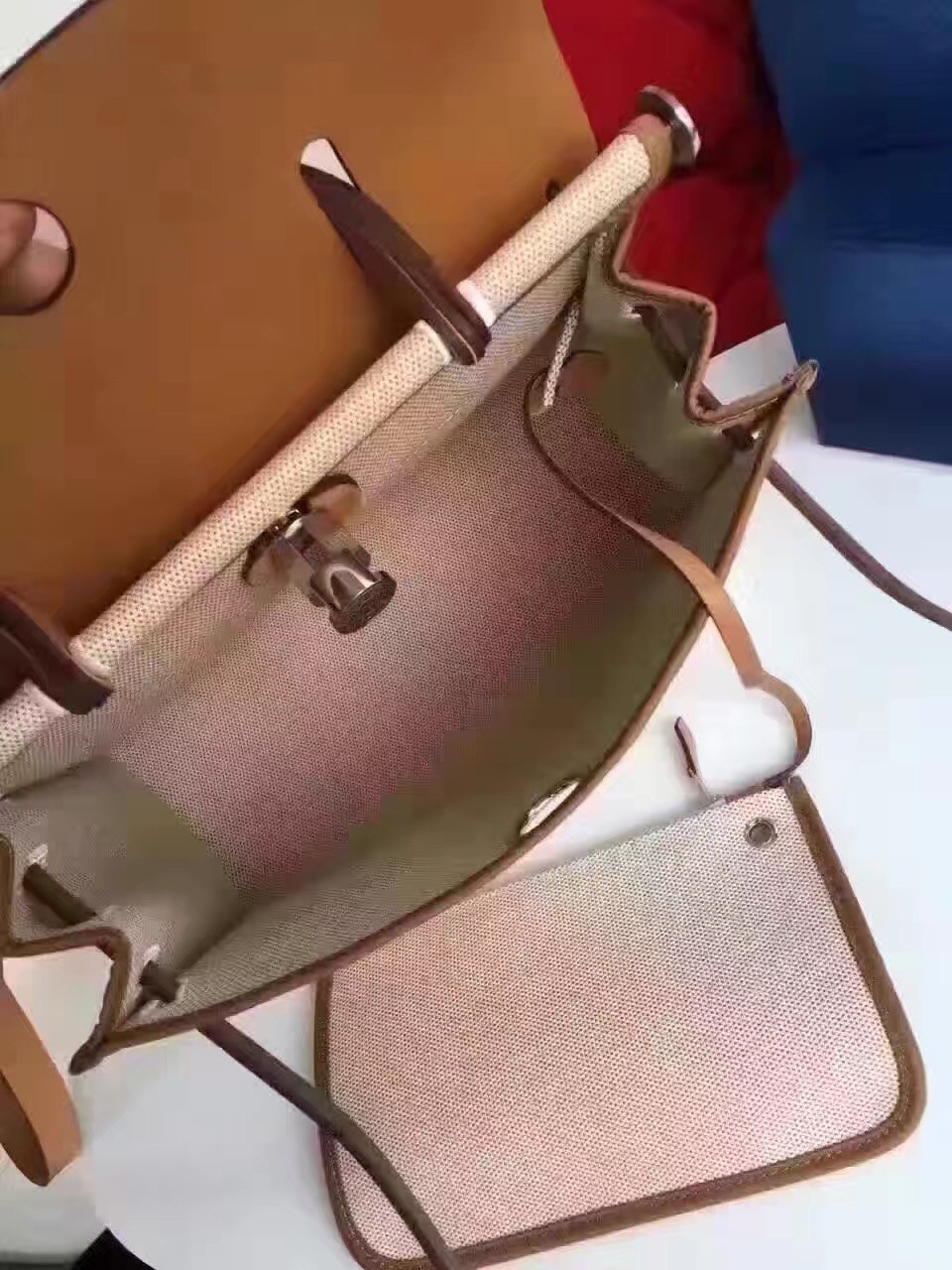 Hermes Herbag Zip PM 31cm Bag In Beige Canvas