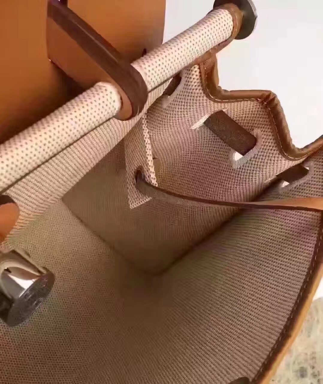 Hermes Herbag Zip PM 31cm Bag In Beige Canvas