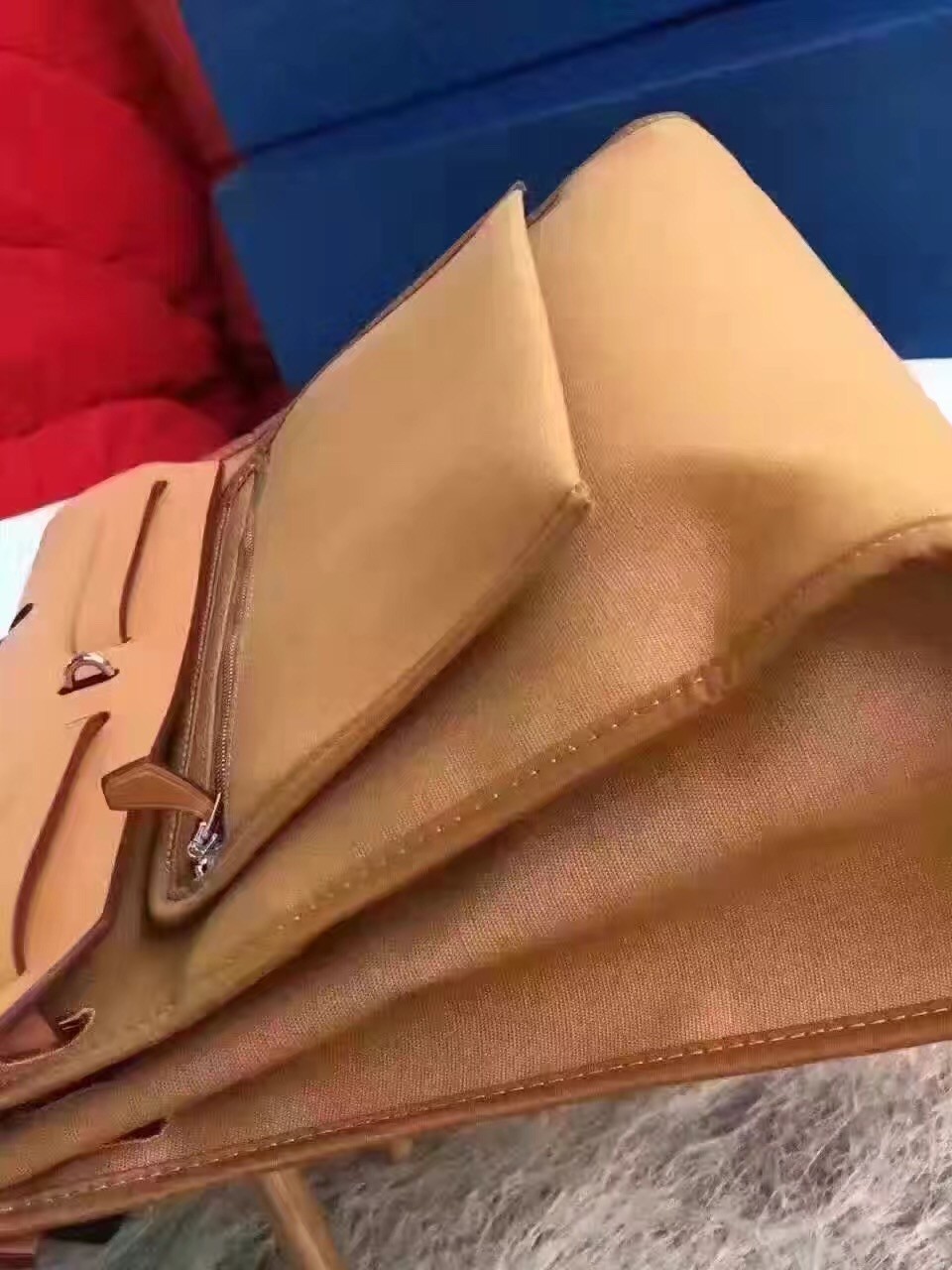 Hermes Herbag Zip PM 31cm Bag In Caramel Canvas