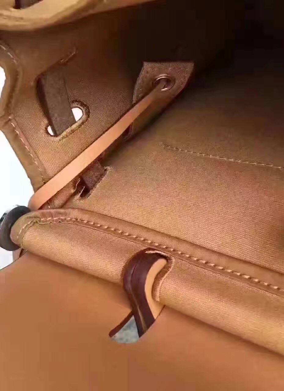 Hermes Herbag Zip PM 31cm Bag In Caramel Canvas