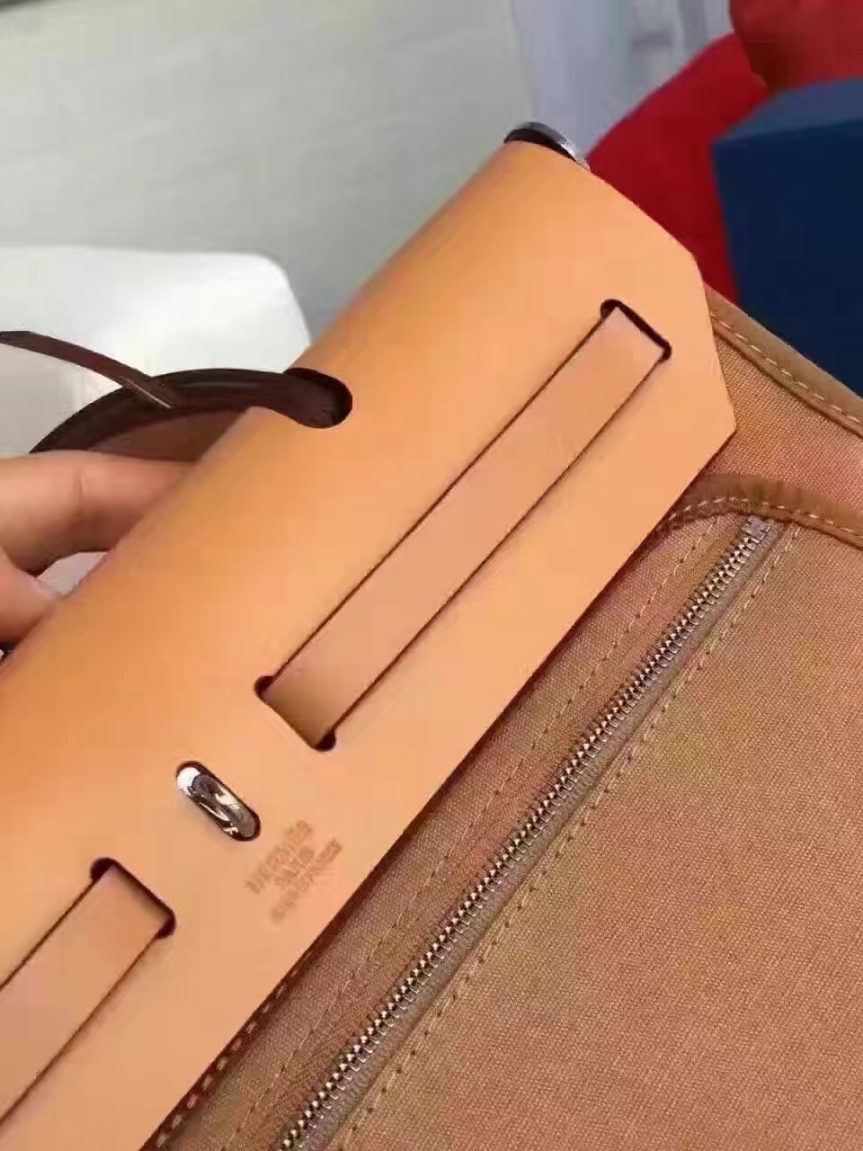 Hermes Herbag Zip PM 31cm Bag In Caramel Canvas