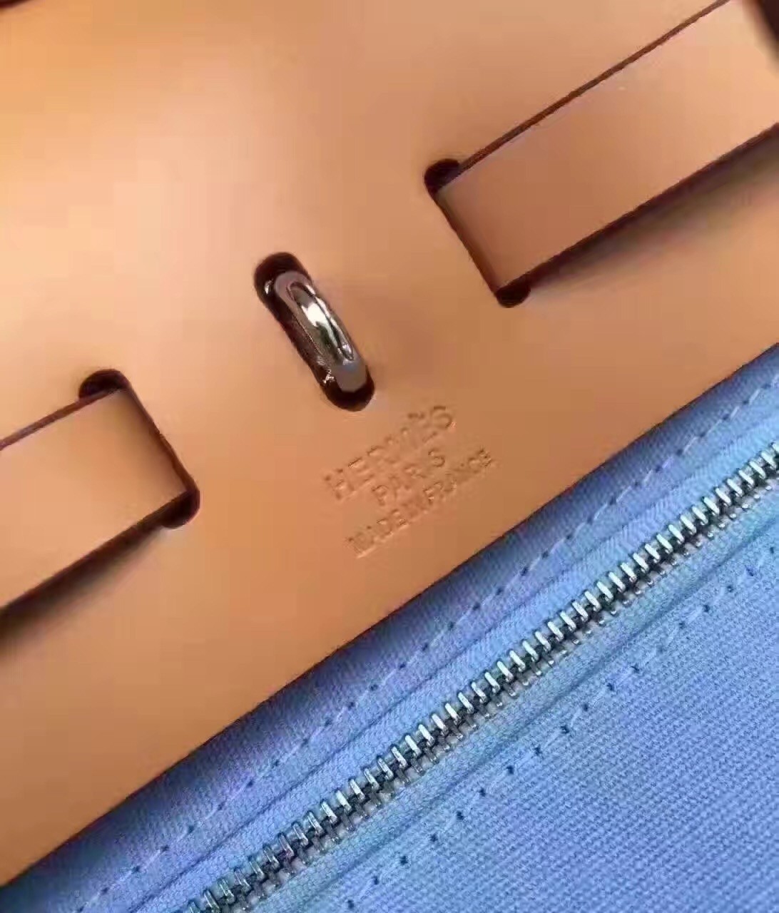 Hermes Herbag Zip PM 31cm Bag In Celeste Canvas