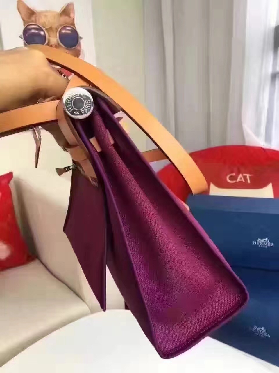 Hermes Herbag Zip PM 31cm Bag In Fuchsia Canvas