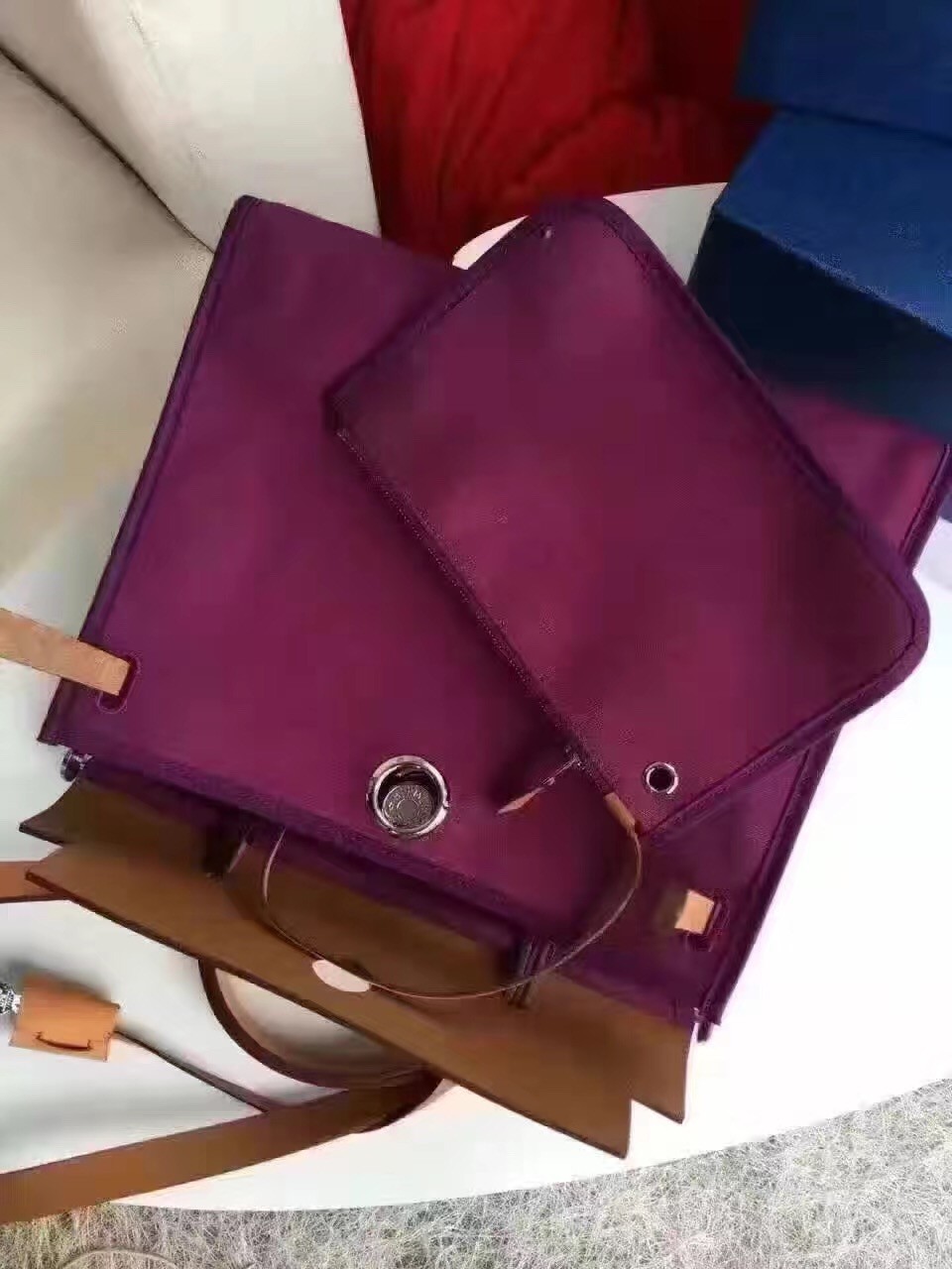Hermes Herbag Zip PM 31cm Bag In Fuchsia Canvas