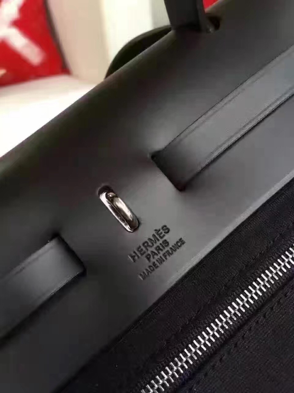 Hermes Herbag Zip PM 31cm Bag In Black Canvas