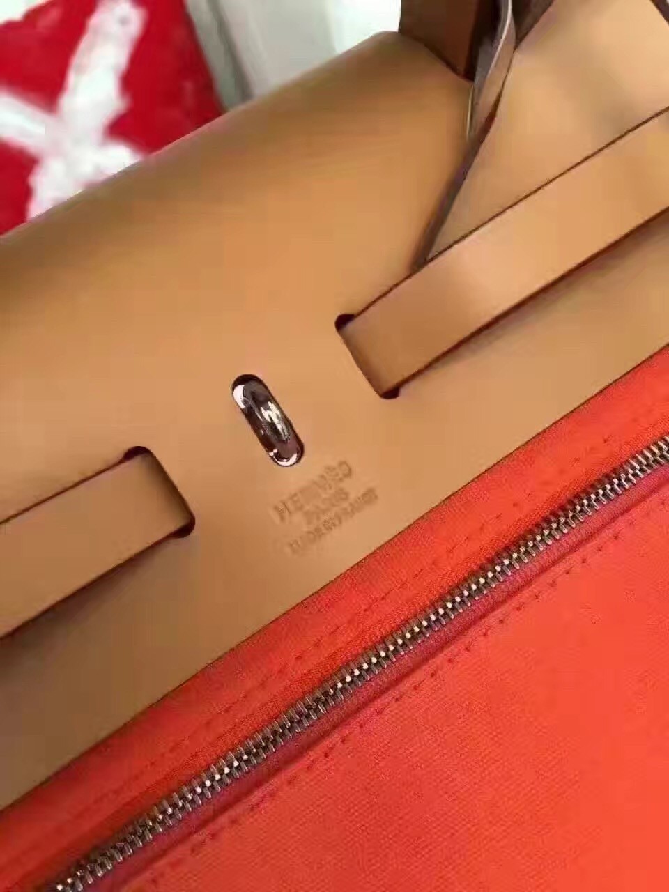 Hermes Herbag Zip PM 31cm Bag In Orange Canvas