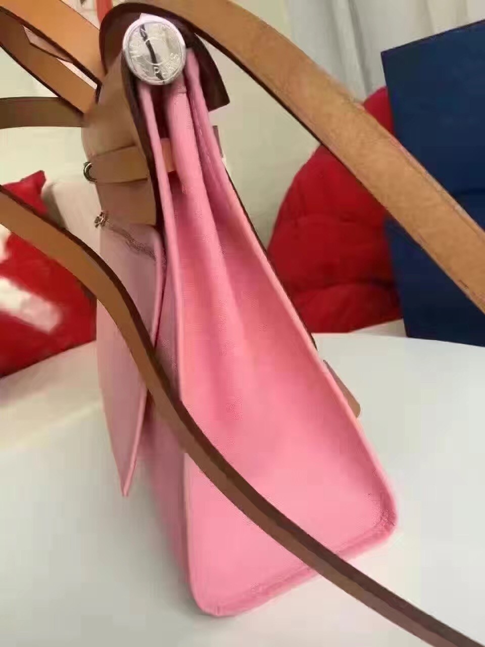 Hermes Herbag Zip PM 31cm Bag In Pink Canvas