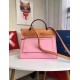 Hermes Herbag Zip PM 31cm Bag In Pink Canvas