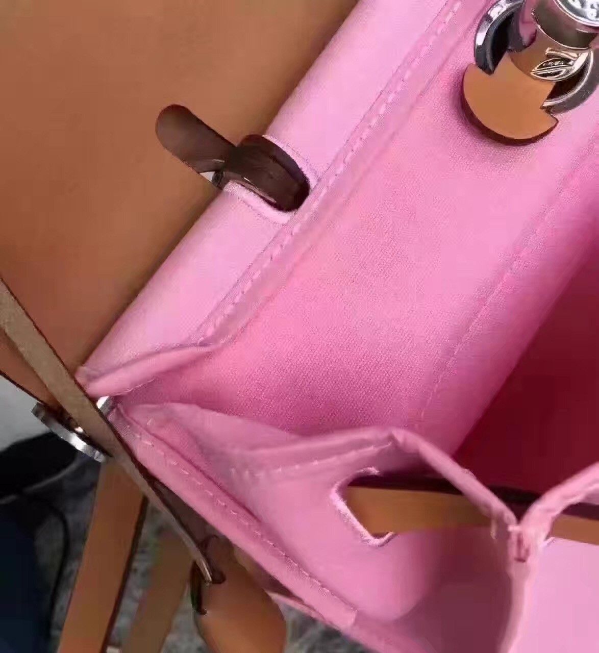 Hermes Herbag Zip PM 31cm Bag In Pink Canvas