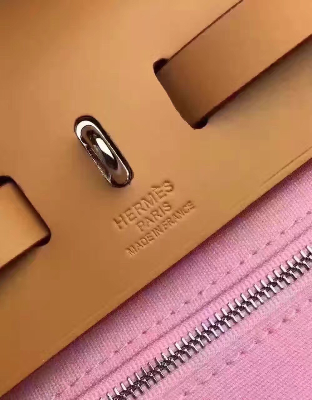 Hermes Herbag Zip PM 31cm Bag In Pink Canvas