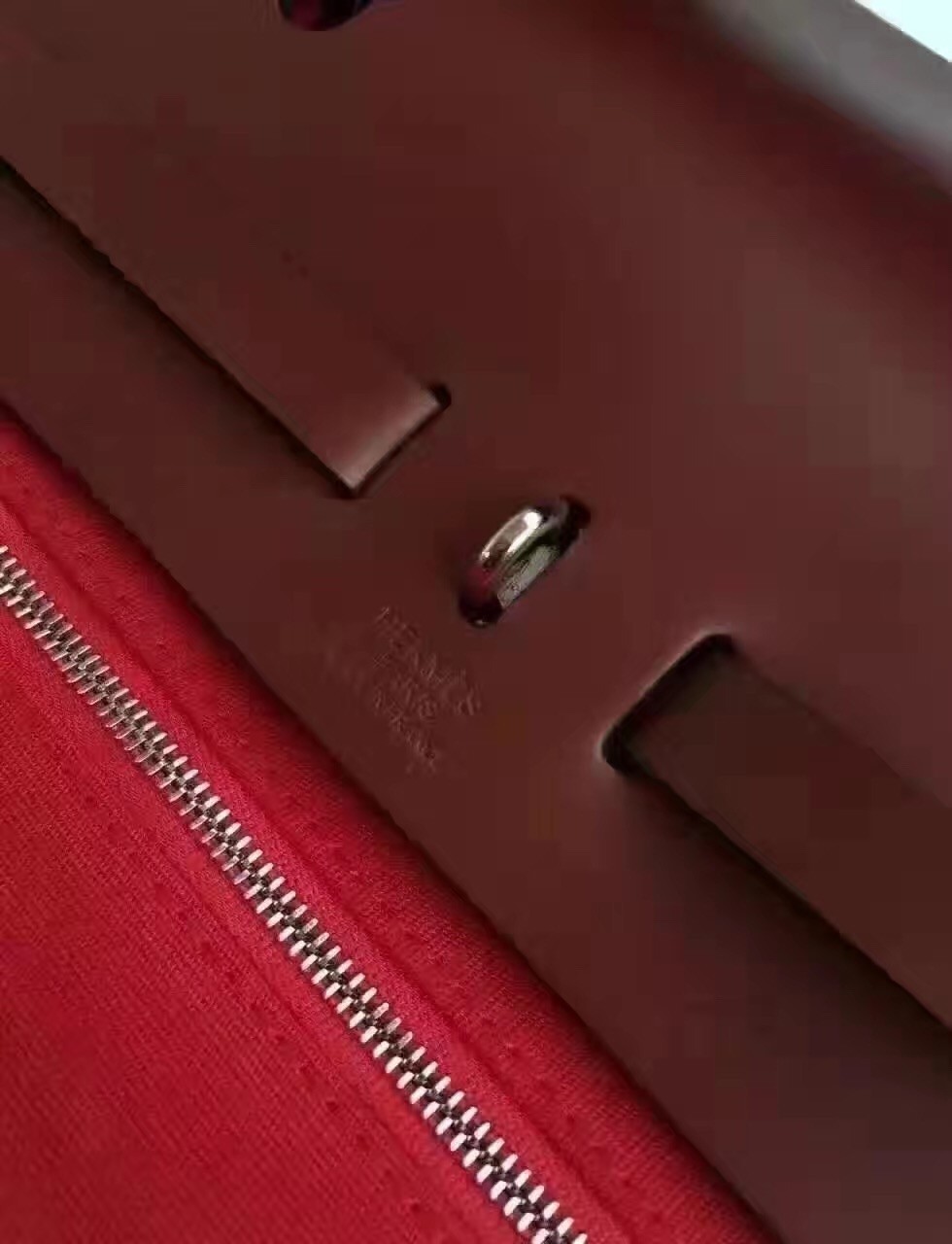 Hermes Herbag Zip PM 31cm Bag In Red Canvas