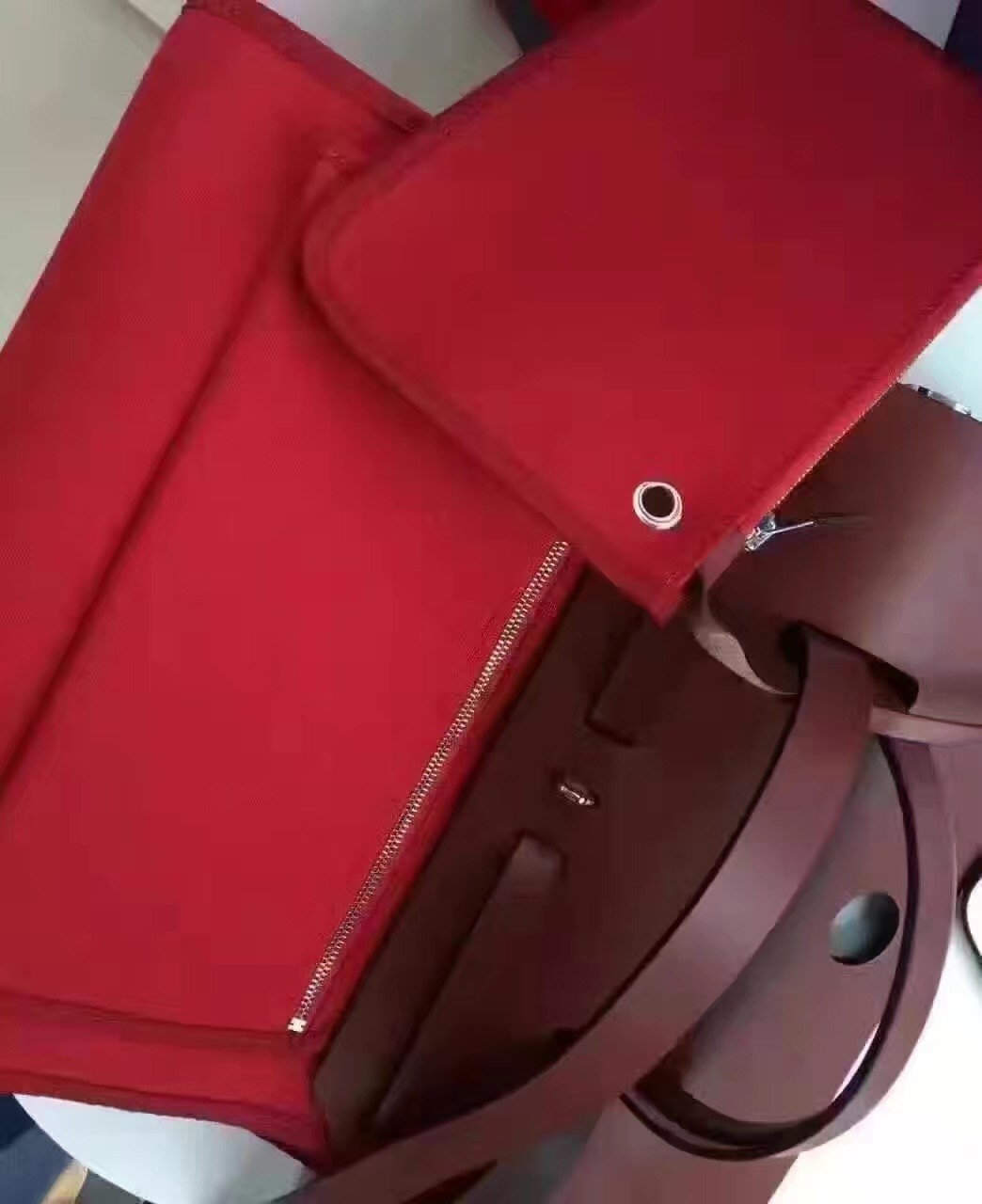 Hermes Herbag Zip PM 31cm Bag In Red Canvas
