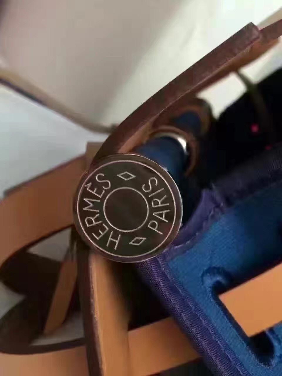 Hermes Herbag Zip PM 31cm Bag In Sapphire Canvas