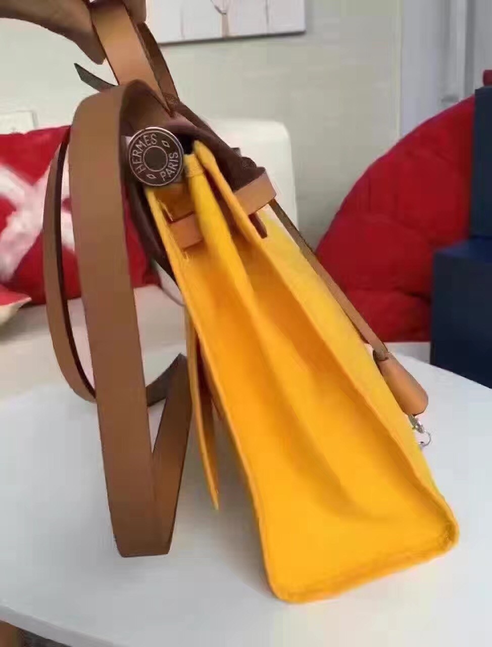 Hermes Herbag Zip PM 31cm Bag In Yellow Canvas