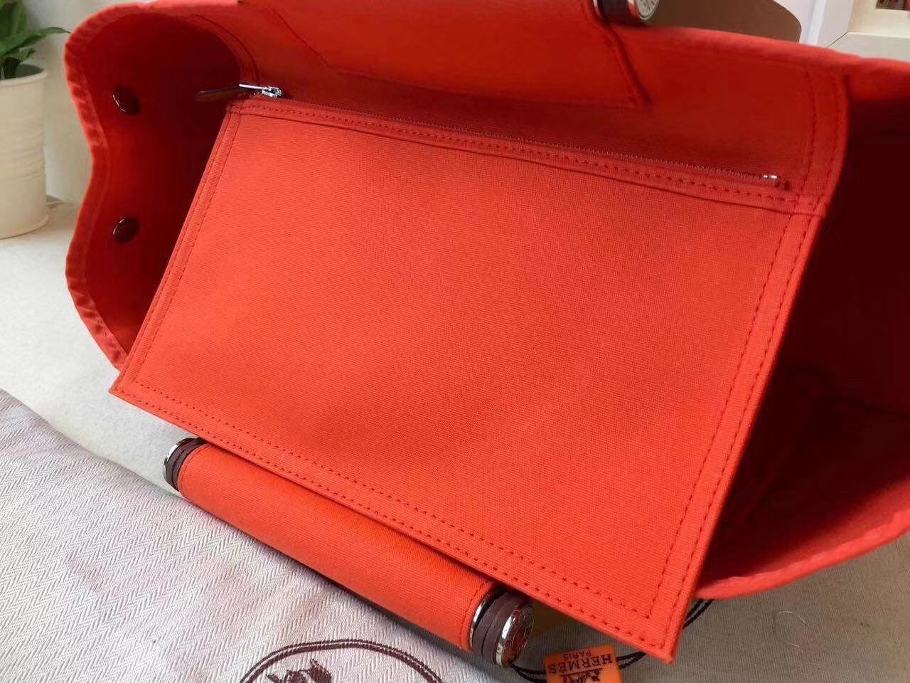 Hermes Cabag Elan Bag In Capucine Canvas