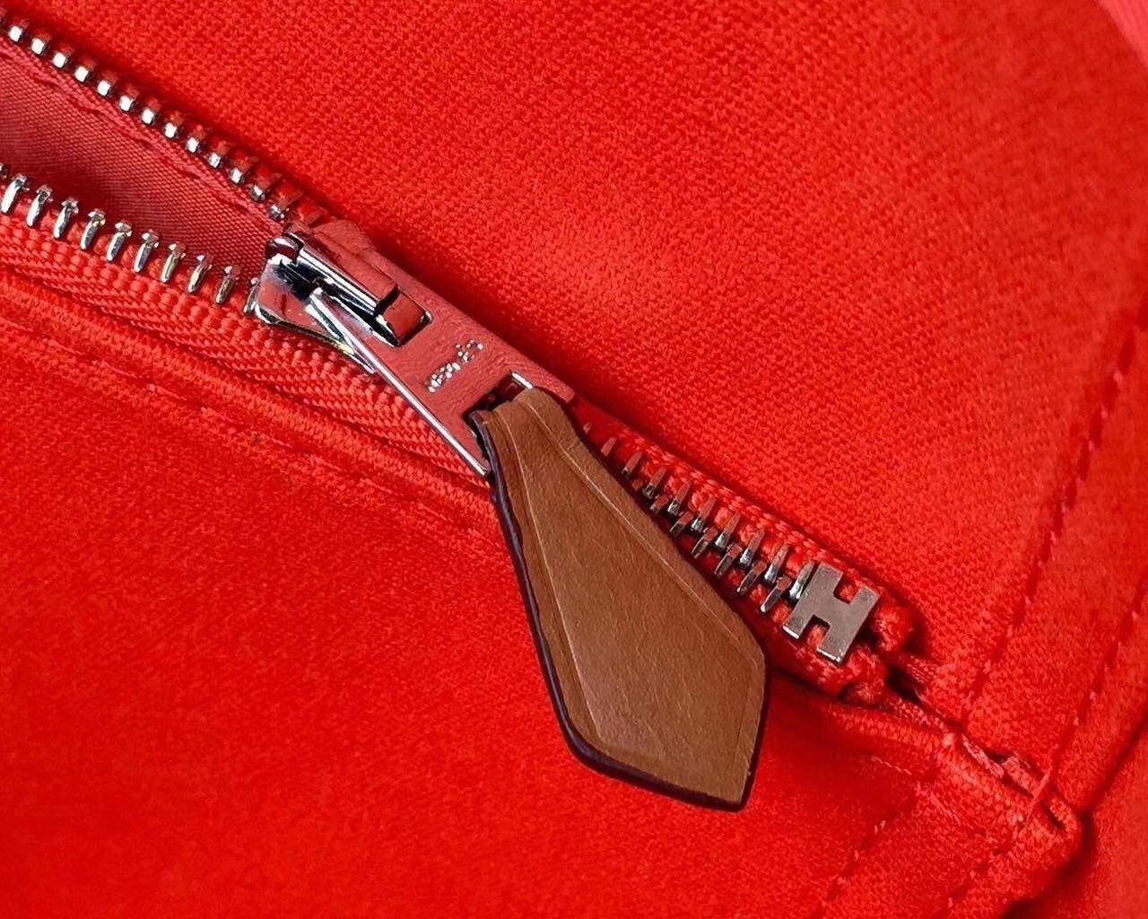 Hermes Cabag Elan Bag In Capucine Canvas