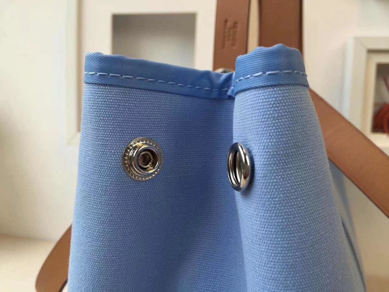 Hermes Cabag Elan Bag In Celeste Canvas