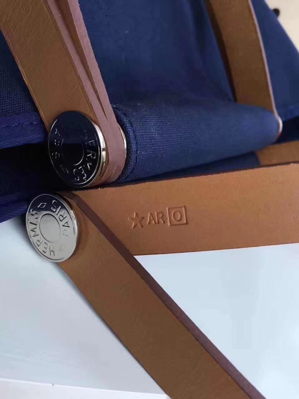 Hermes Cabag Elan Bag In Dark Blue Canvas
