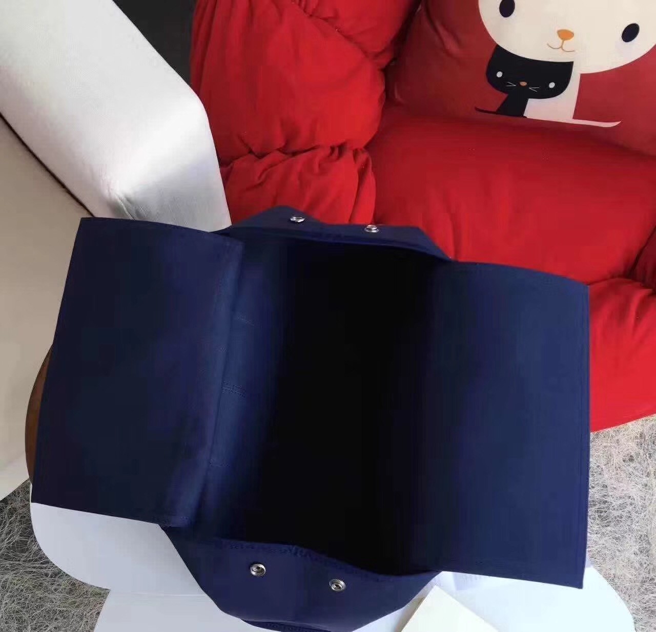 Hermes Cabag Elan Bag In Dark Blue Canvas