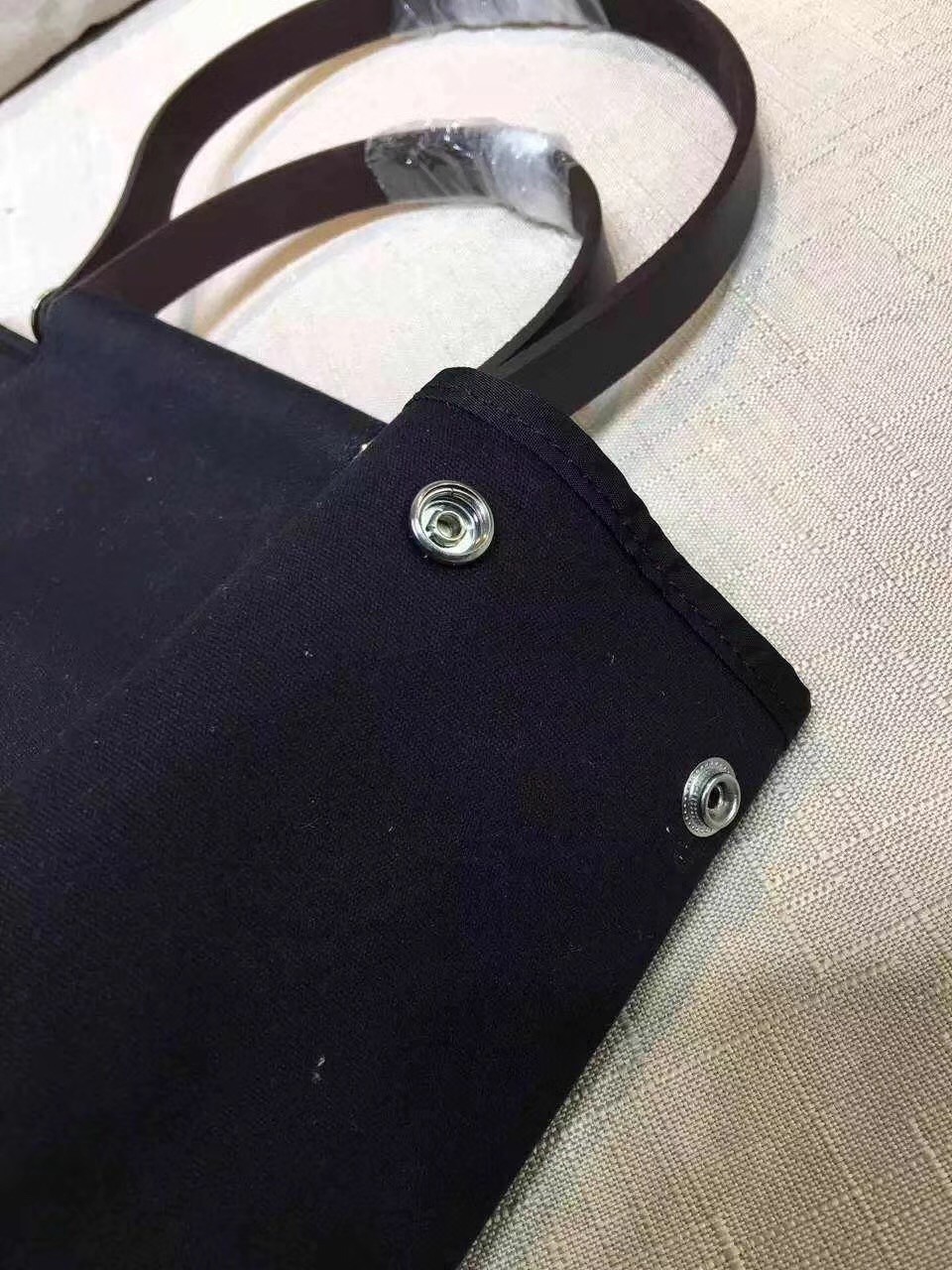 Hermes Cabag Elan Bag In Dark Blue Canvas