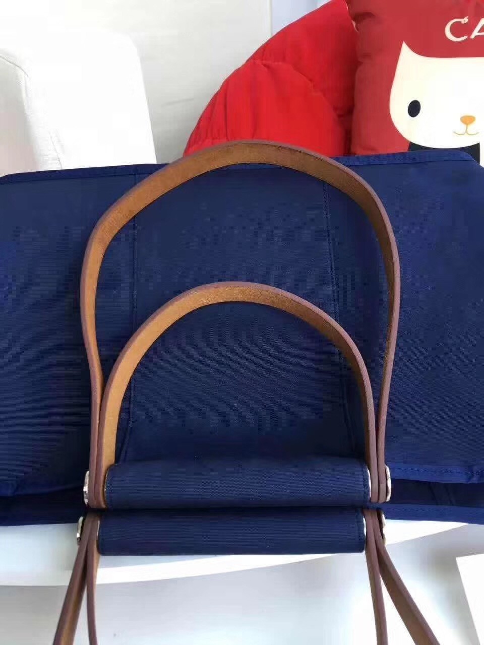 Hermes Cabag Elan Bag In Dark Blue Canvas