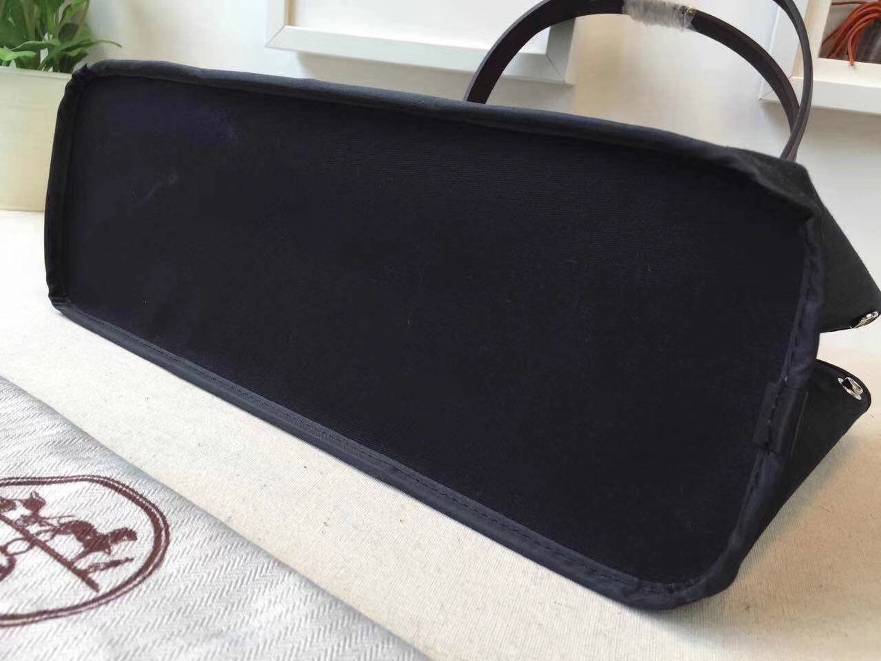 Hermes Cabag Elan Bag In Black Canvas
