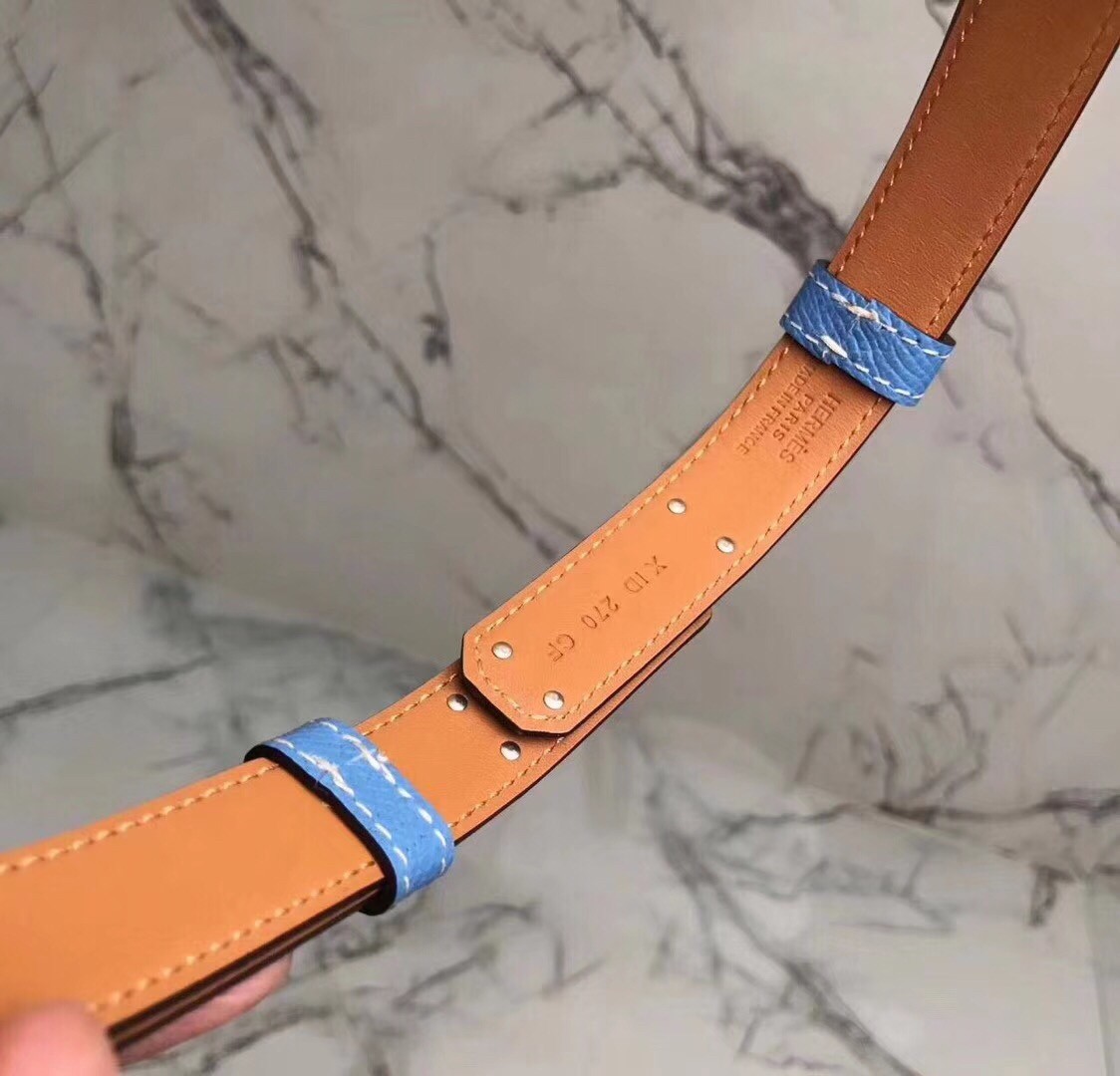 Hermes Kelly Belt In Blue Epsom Leather