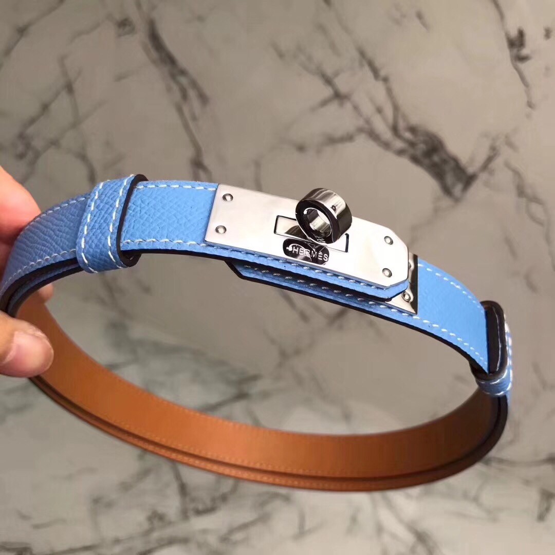 Hermes Kelly Belt In Blue Epsom Leather