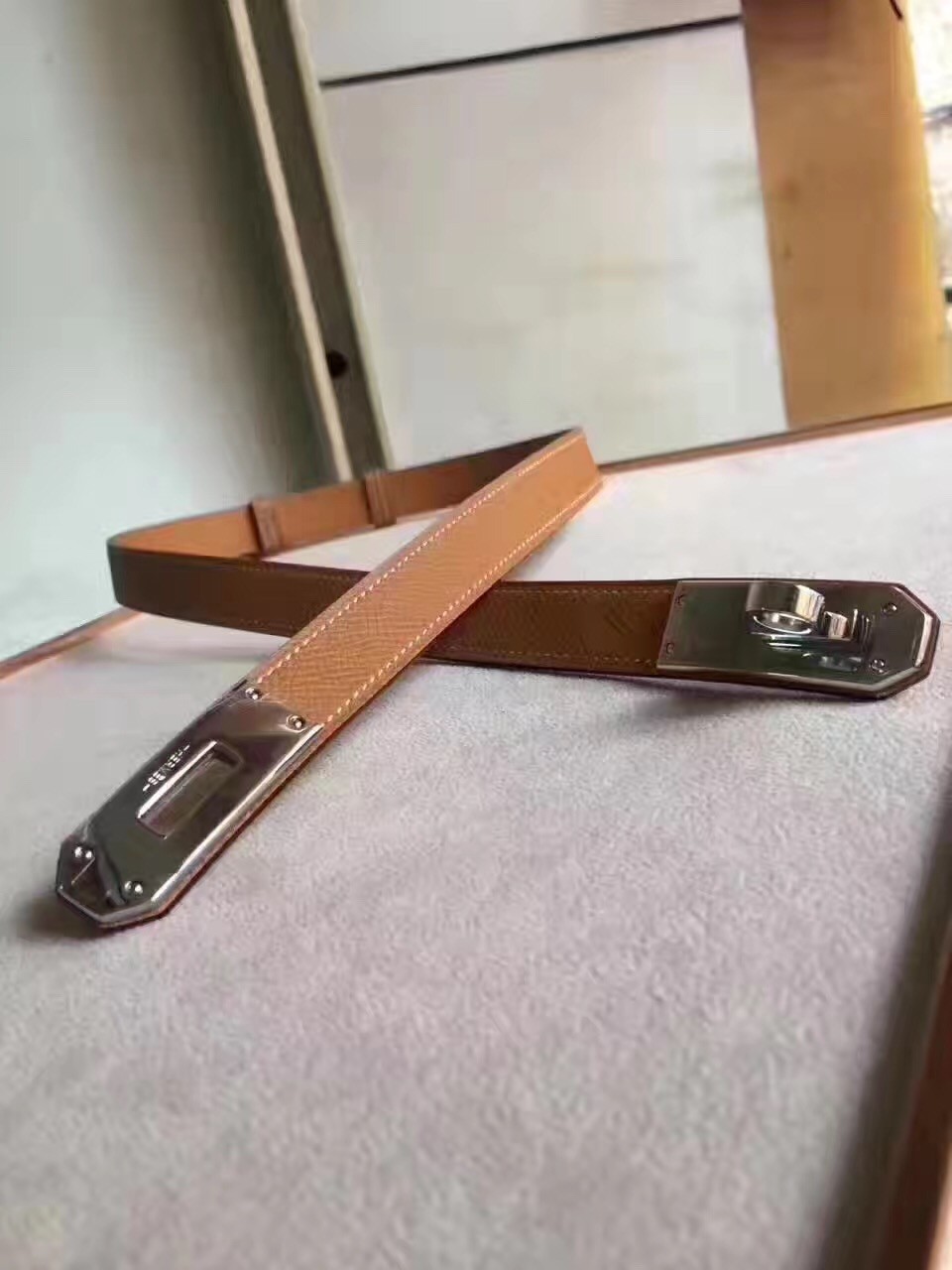 Hermes Kelly Belt In Brown Epsom Leather
