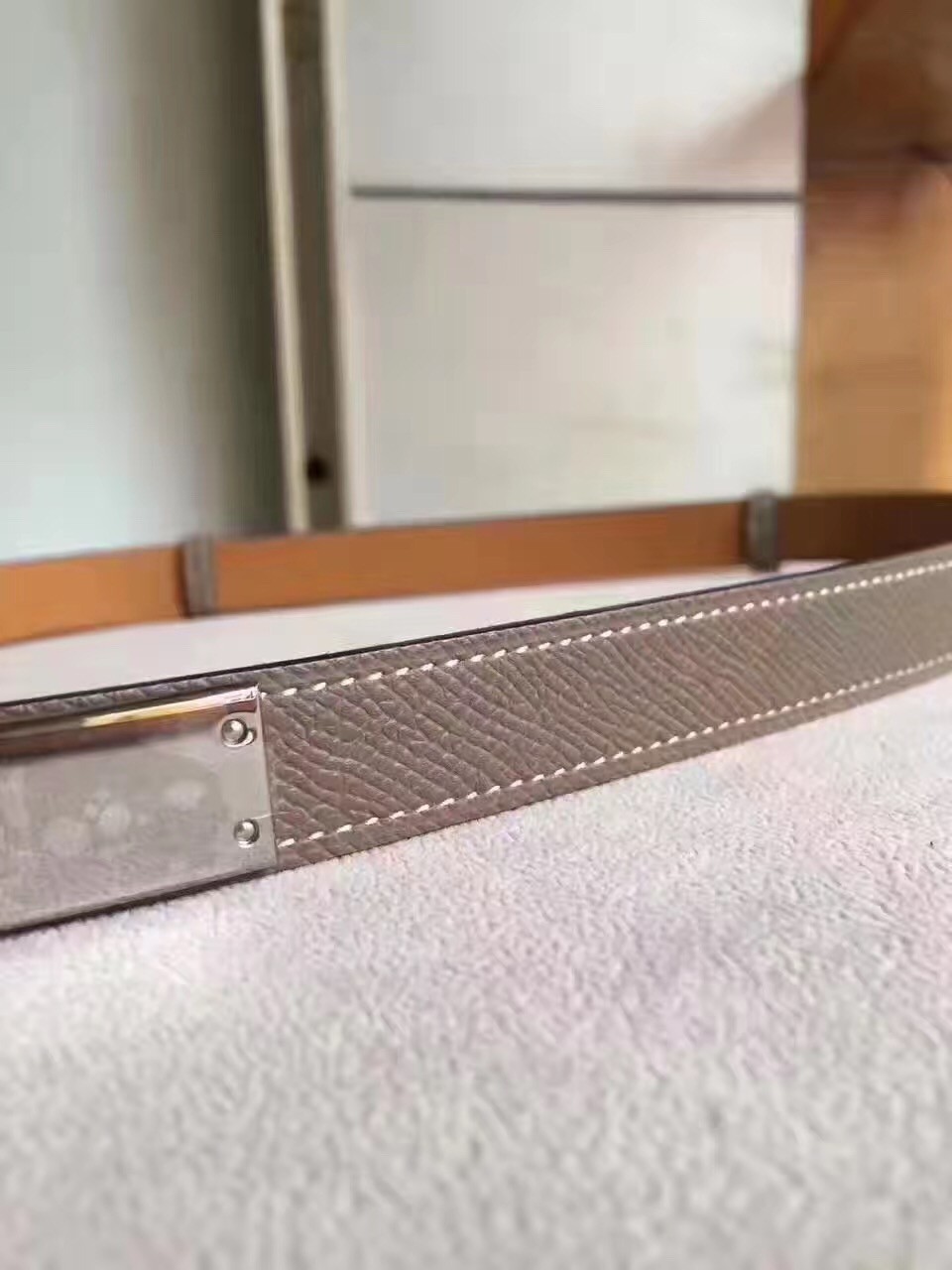 Hermes Kelly Belt In Taupe Epsom Leather