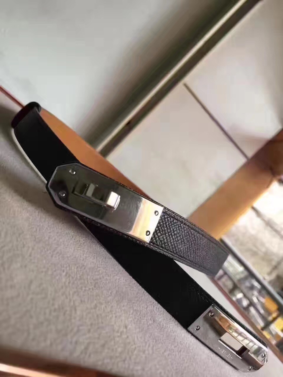 Hermes Kelly Belt In Black Epsom Leather