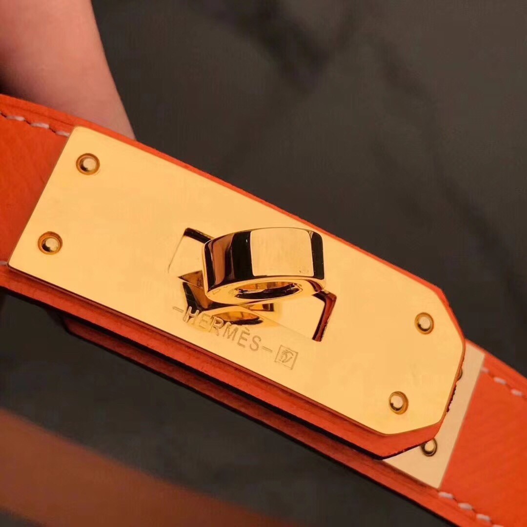 Hermes Kelly Belt In Orange Epsom Leather