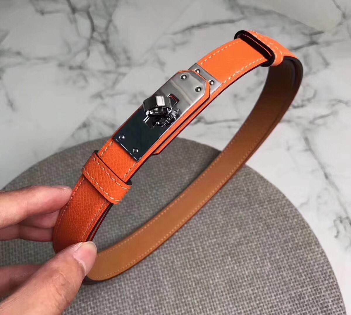 Hermes Kelly Belt In Orange Epsom Leather