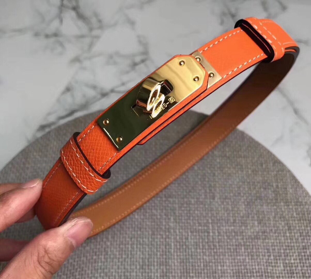 Hermes Kelly Belt In Orange Epsom Leather