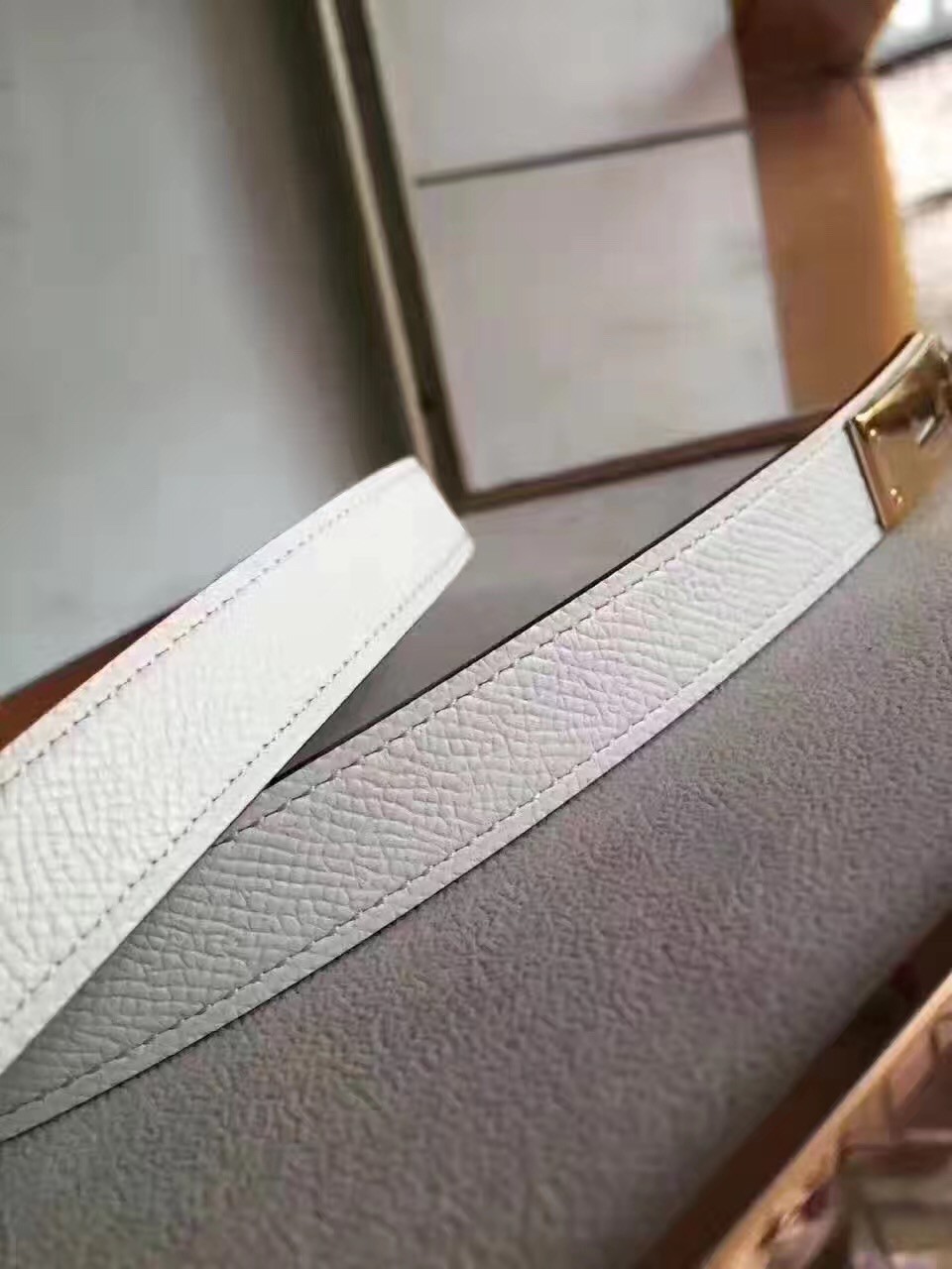 Hermes Kelly Belt In White Epsom Leather