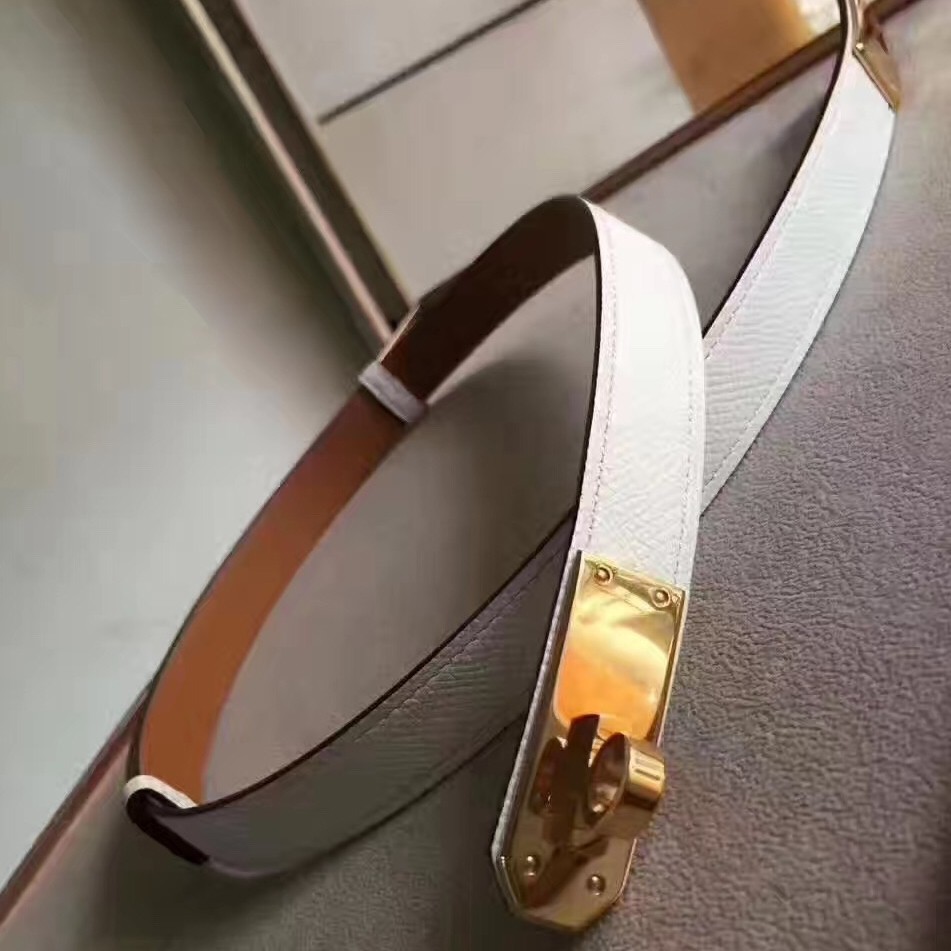 Hermes Kelly Belt In White Epsom Leather