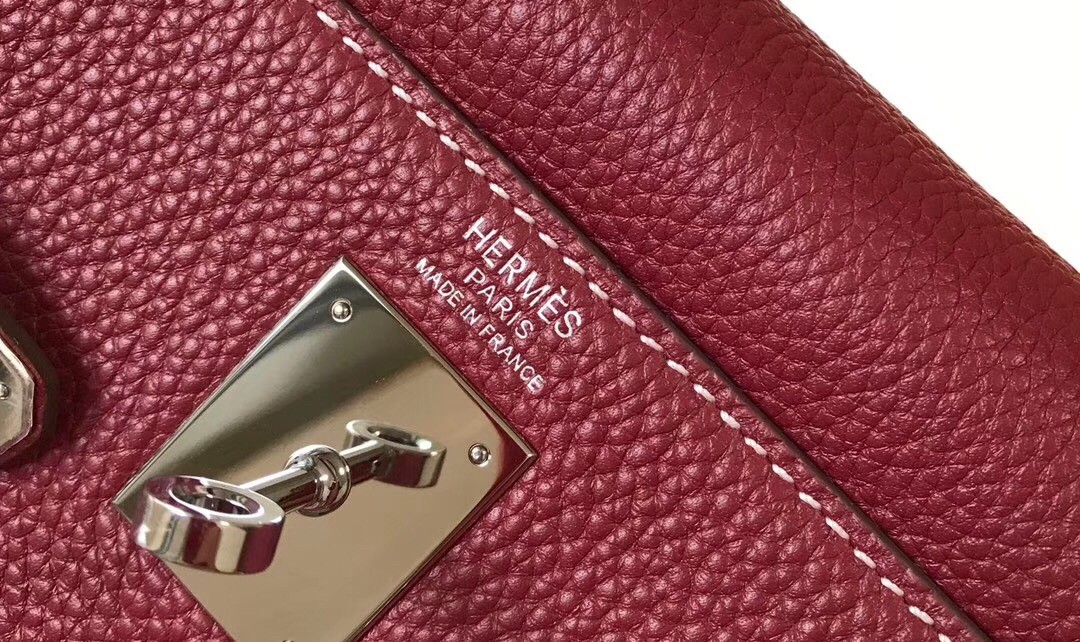 Hermes Bordeaux Clemence Kelly 32cm Retourne Bag