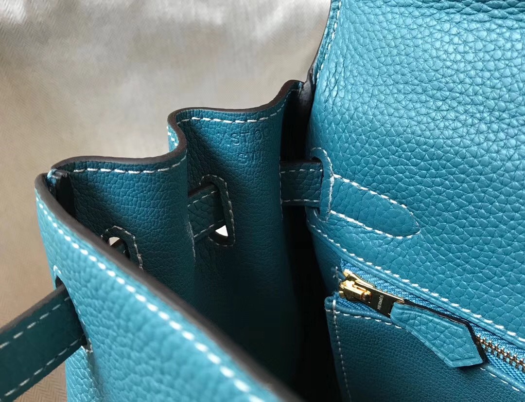 Hermes Blue Jean Clemence Kelly 32cm Retourne Bag