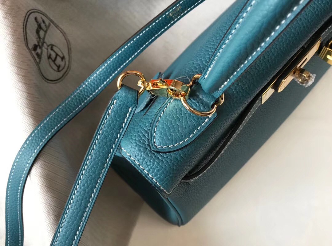 Hermes Blue Jean Clemence Kelly 32cm Retourne Bag