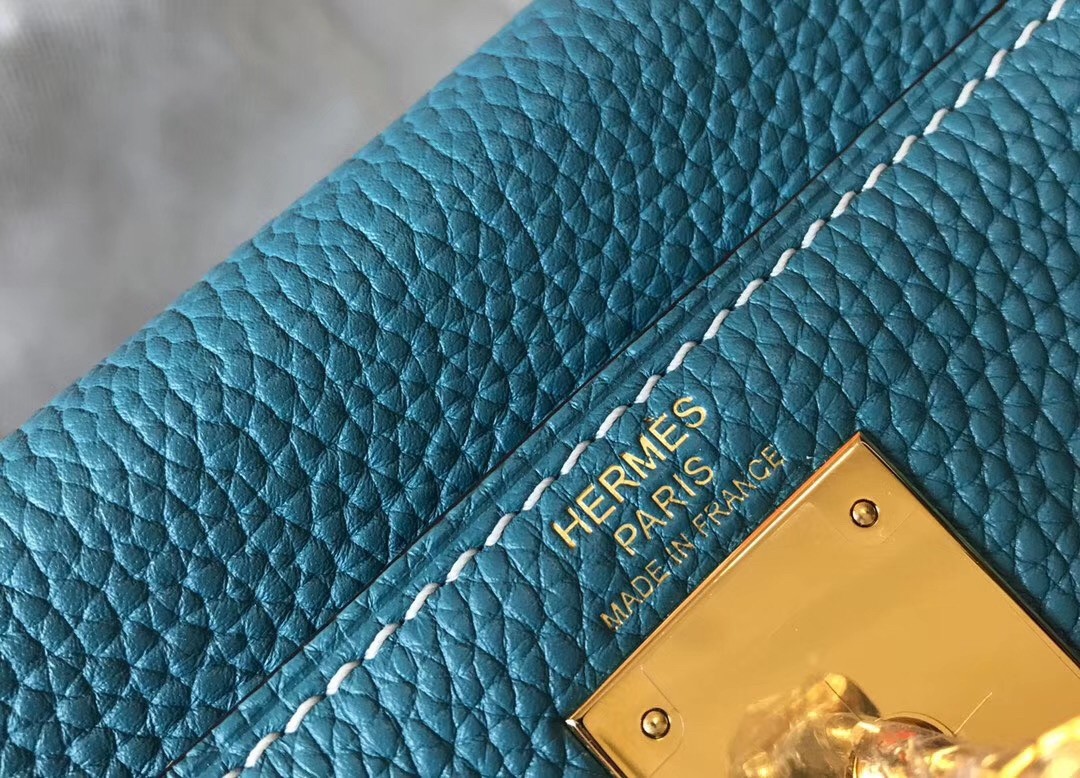 Hermes Blue Jean Clemence Kelly 32cm Retourne Bag