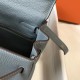 Hermes Blue Lin Clemence Kelly 32cm Retourne Bag