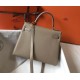 Hermes Grey Clemence Kelly 32cm Retourne Bag