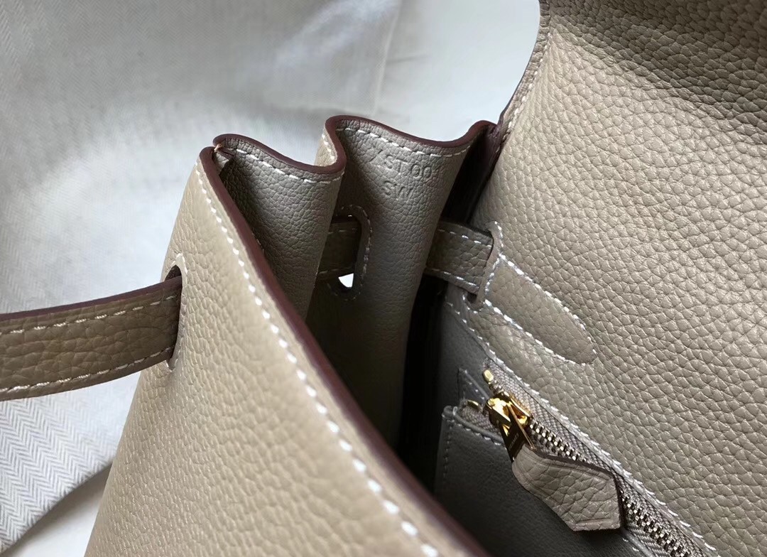 Hermes Grey Clemence Kelly 32cm Retourne Bag