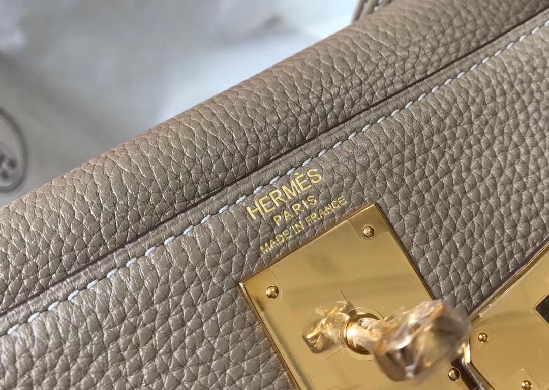 Hermes Grey Clemence Kelly 32cm Retourne Bag