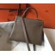 Hermes Taupe Clemence Kelly 32cm Retourne Bag